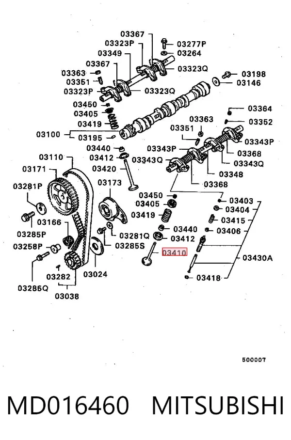 Válvula de admissão MD016460 Mitsubishi