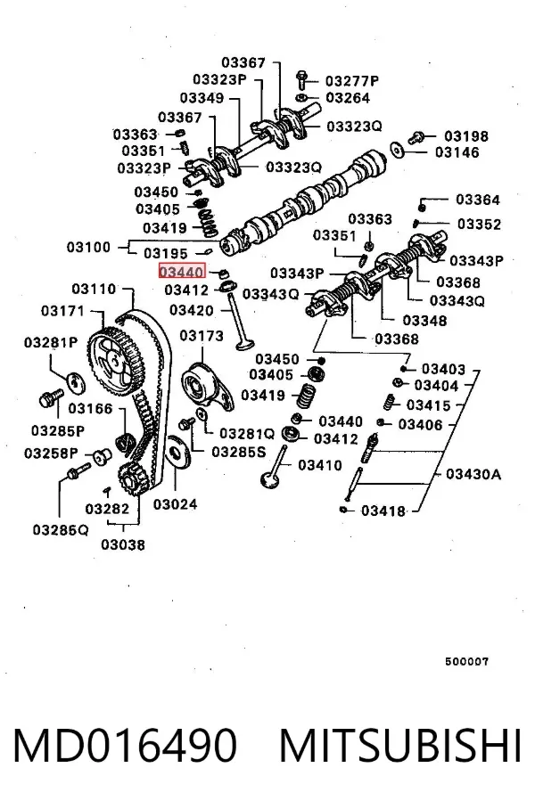 Vedação de válvula (de óleo) de escape MD016490 Mitsubishi