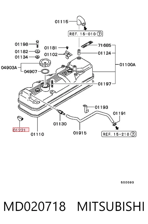 Vedante da tampa de válvulas de motor, segmento traseiro MD020718 Mitsubishi