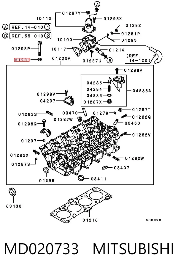 Arruela de parafuso de cabeça de bloco (CBC) MD020733 Mitsubishi