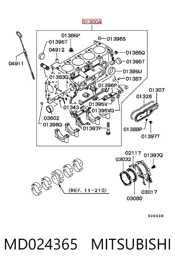 Bloco de cilindros de motor MD024365 Mitsubishi
