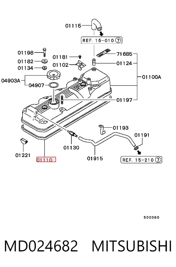 Vedante de tampa de válvulas de motor MD024682 Mitsubishi