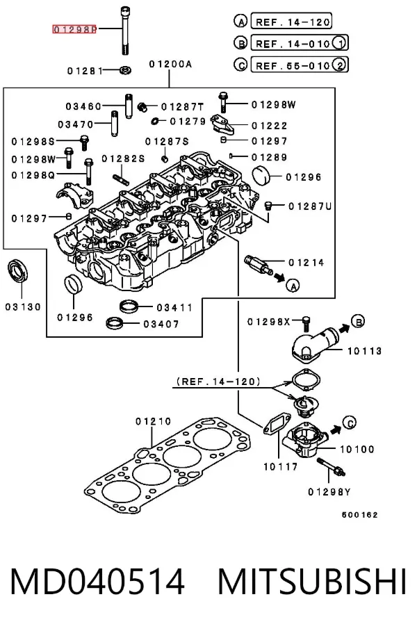 Parafuso de cabeça de motor (CBC) MD040514 Mitsubishi