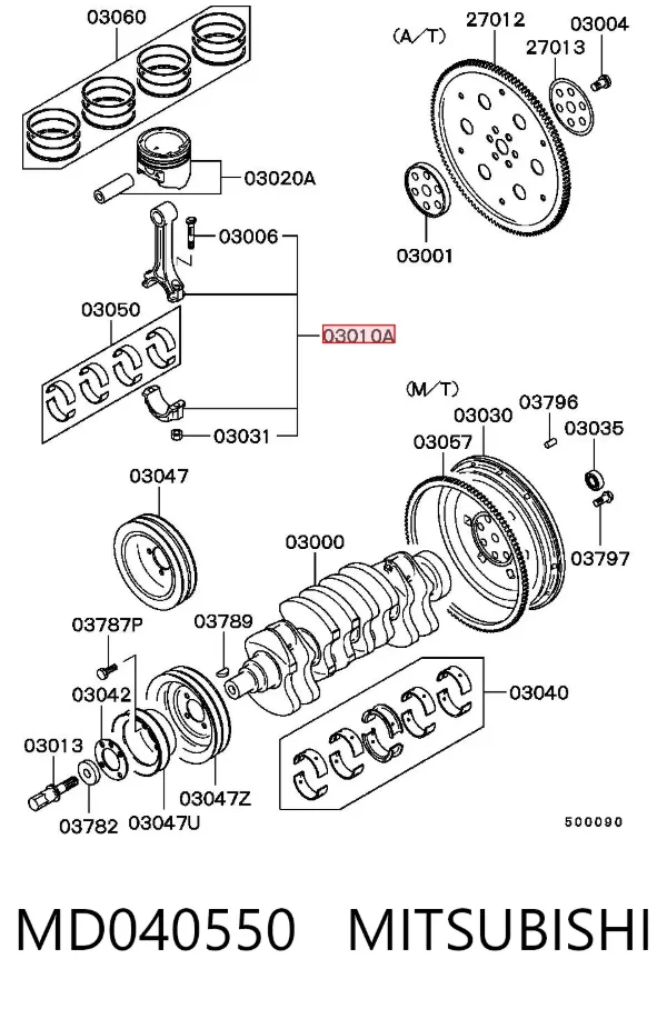 Biela de pistão de motor MD040550 Mitsubishi