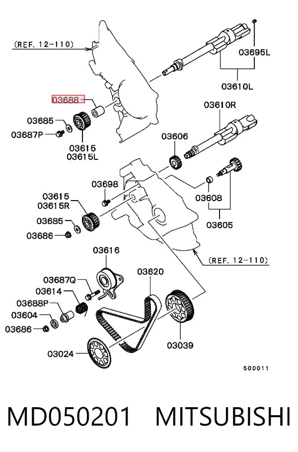 Folha inserida da árvore de equilibração MD050201 Mitsubishi