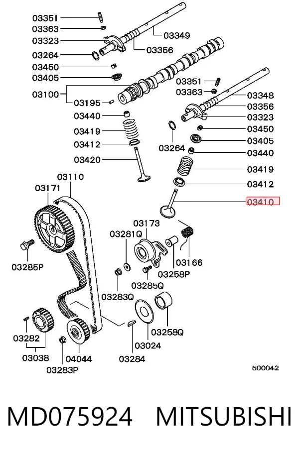 Válvula de admissão MD075924 Mitsubishi