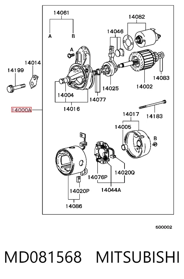 Motor de arranco MD081568 Mitsubishi