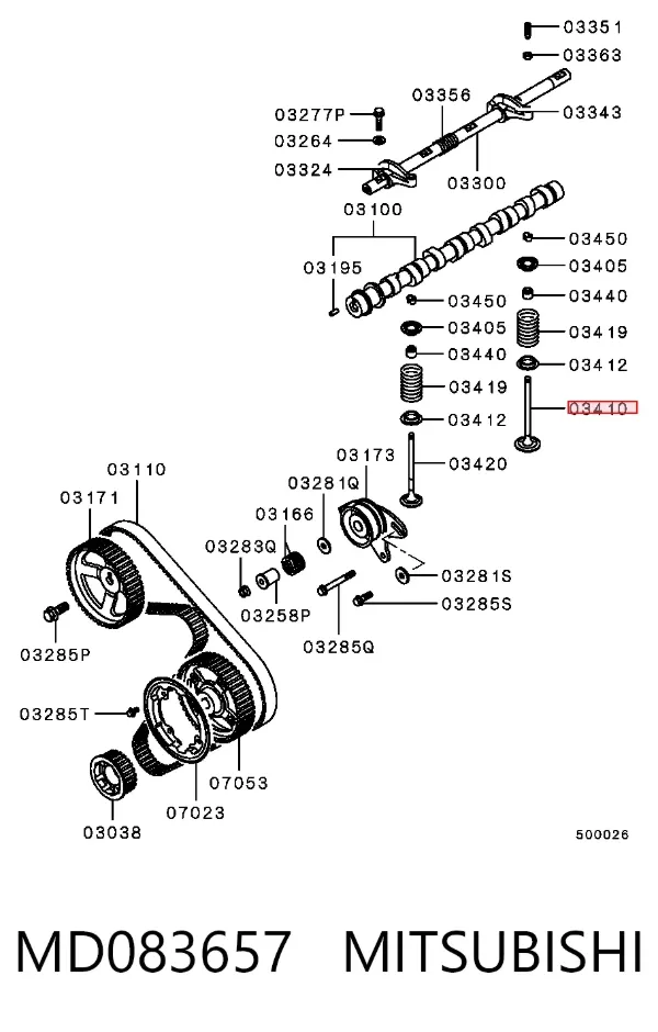 Válvula de admissão MD083657 Mitsubishi