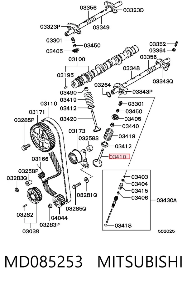 Válvula de admissão MD085253 Mitsubishi