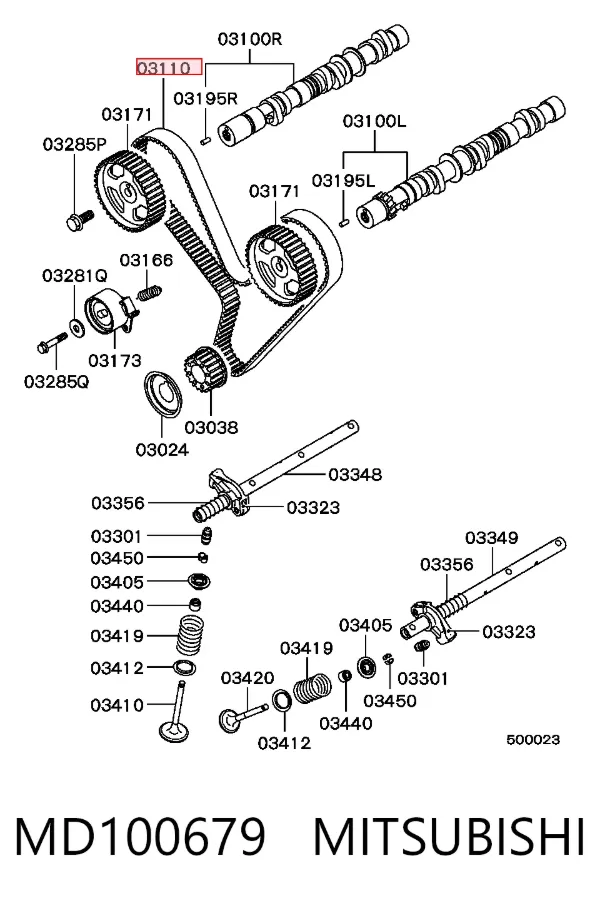 Correia do mecanismo de distribuição de gás MD100679 Mitsubishi