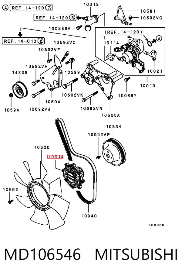 Acoplamento viscoso de ventilador de esfriamento MD106546 Mitsubishi