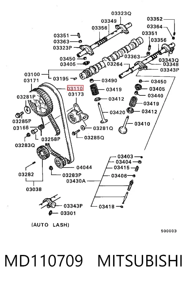 Correia do mecanismo de distribuição de gás MD110709 Mitsubishi