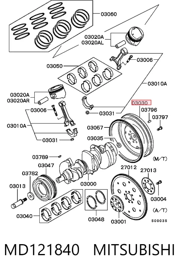 Volante de motor MD121840 Mitsubishi