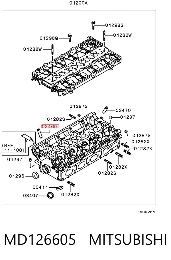 Guia de válvula de admissão MD126605 Mitsubishi