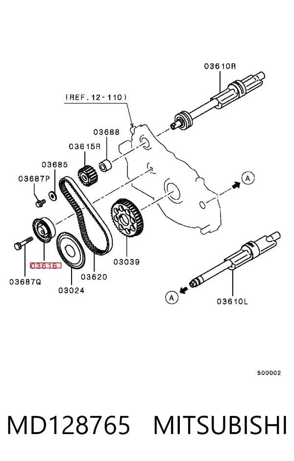 Rolo de reguladora de tensão da correia de equilibração MD128765 Mitsubishi