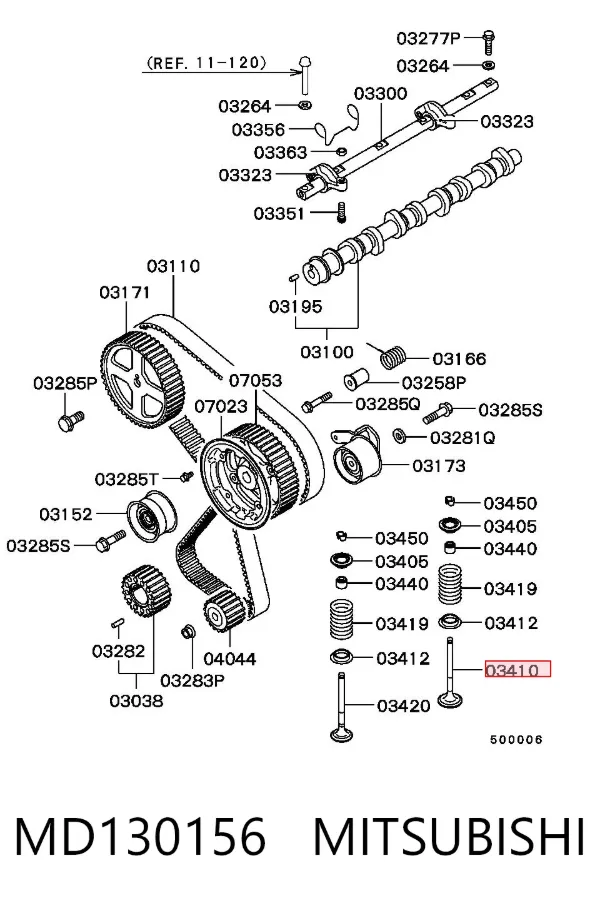 Válvula de admissão MD130156 Mitsubishi