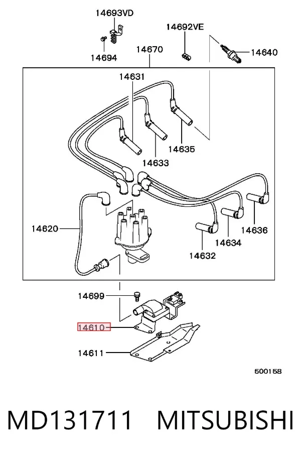 Bobina de ignição MD131711 Mitsubishi