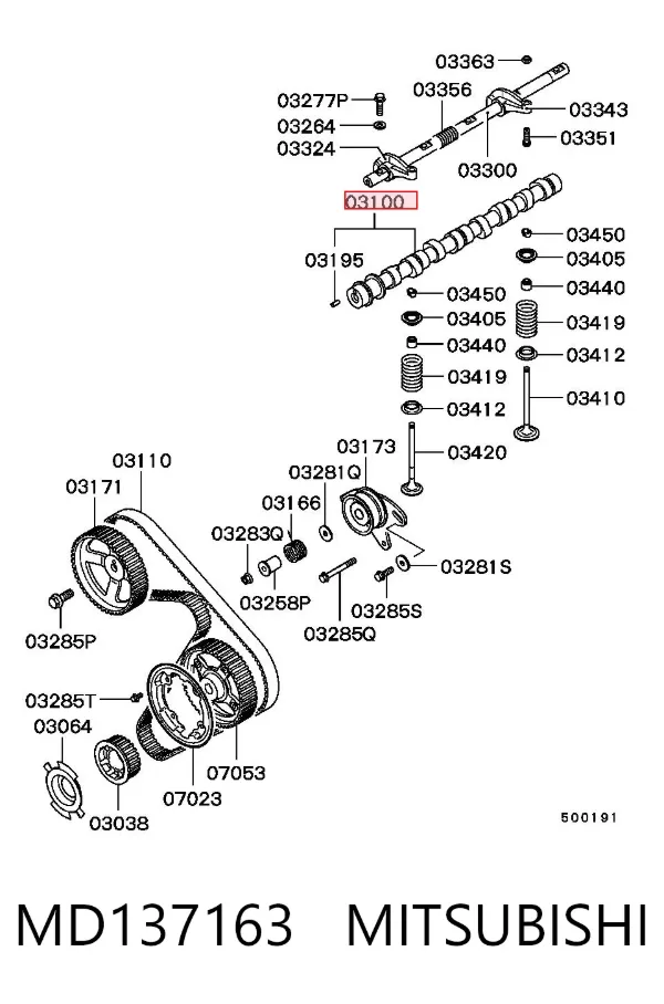 Árvore distribuidora de motor MD137163 Mitsubishi