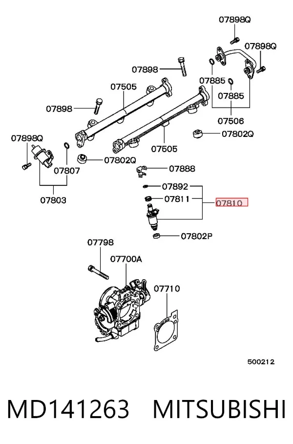 Injetor de injeção de combustível MD141263 Mitsubishi