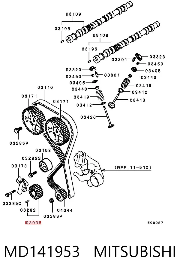 Engrenagem de cadeia da roda dentada de acionamento de cambota de motor MD141953 Mitsubishi