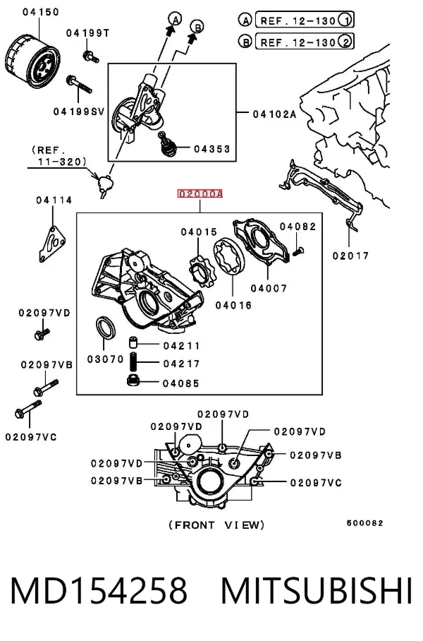 Bomba de óleo MD154258 Mitsubishi