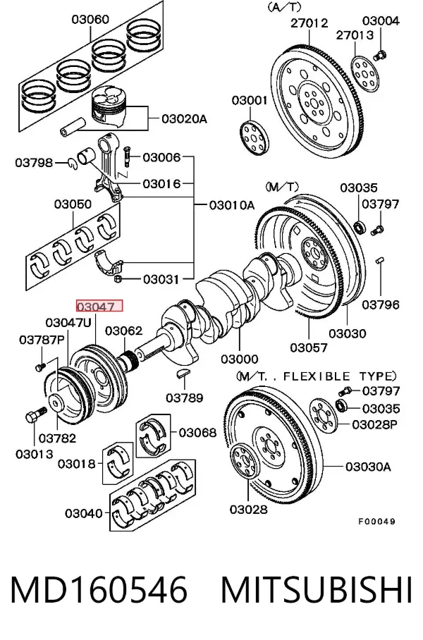 Polia de cambota MD160546 Mitsubishi