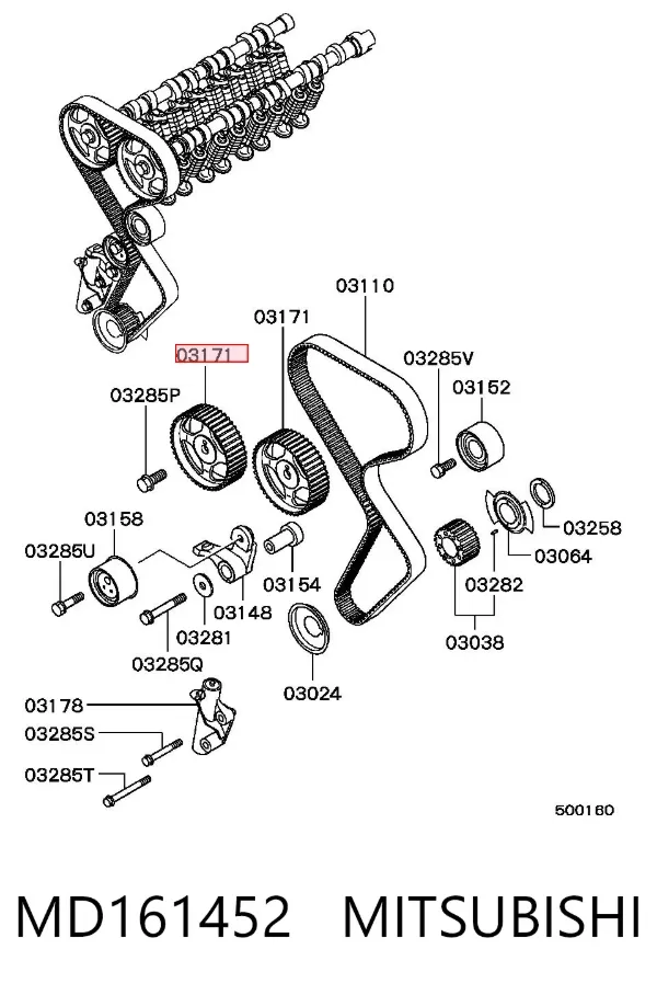 Engrenagem de cadeia da roda dentada da árvore distribuidora de motor MD161452 Mitsubishi