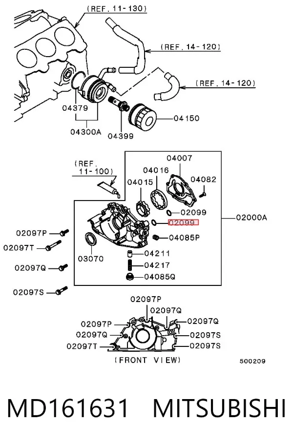 Vedante de bomba de óleo MD161631 Mitsubishi