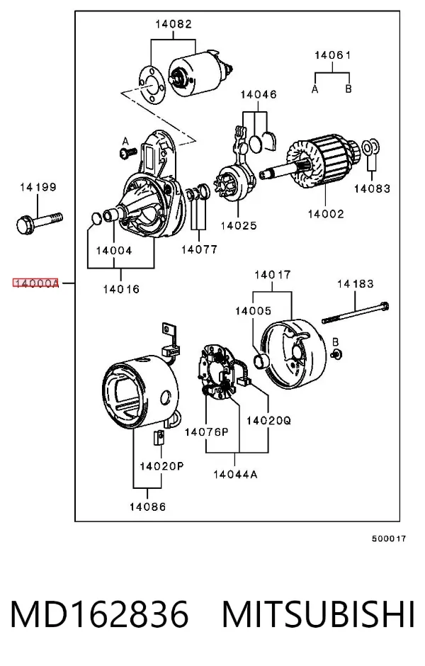 Motor de arranco MD162836 Mitsubishi