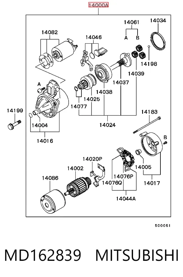 Motor de arranco MD162839 Mitsubishi