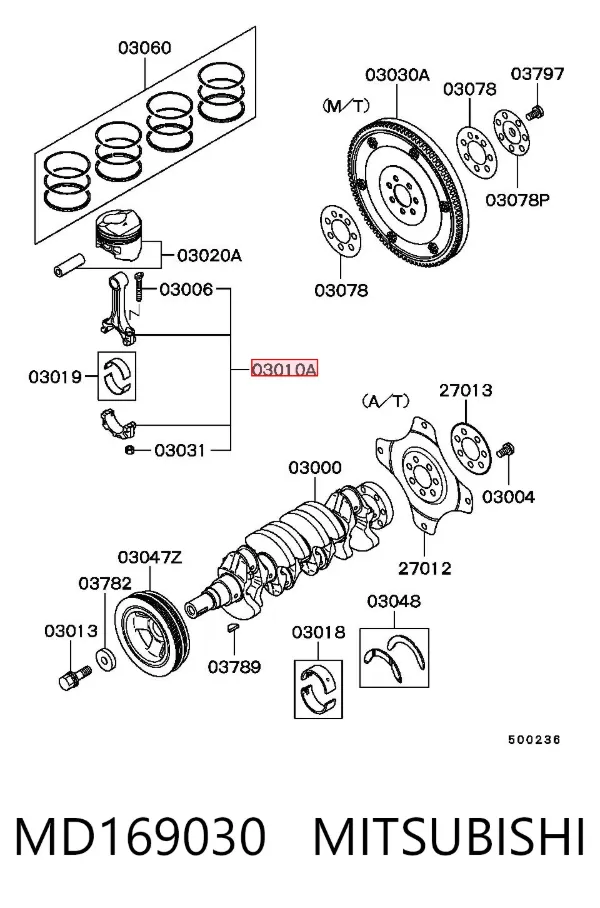 Biela de pistão de motor MD169030 Mitsubishi