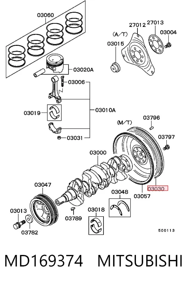 Volante de motor MD169374 Mitsubishi