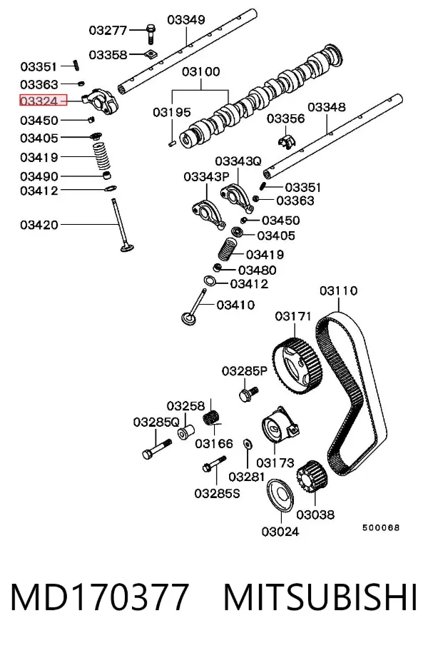 Balanceiro de válvula (balanceiro de válvulas) de escape MD170377 Mitsubishi