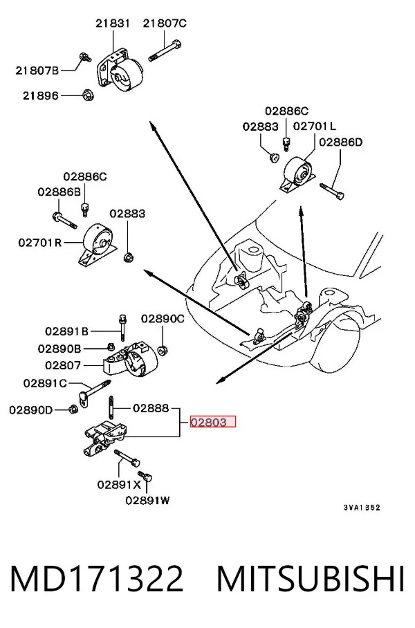 Consola de coxim (apoio) esquerda de motor MD171322 Mitsubishi