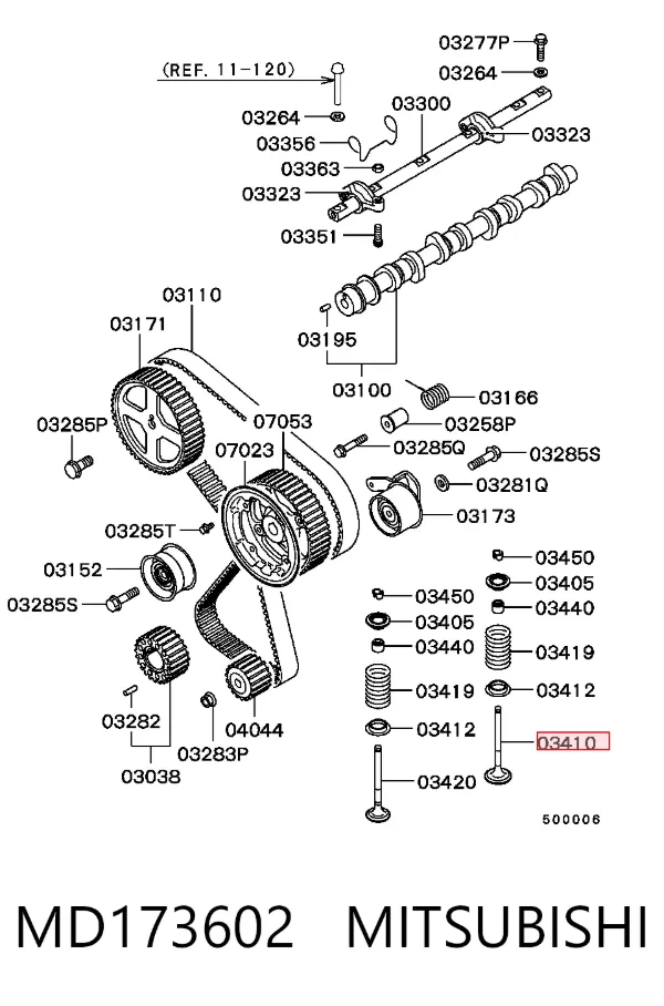 Válvula de admissão MD173602 Mitsubishi