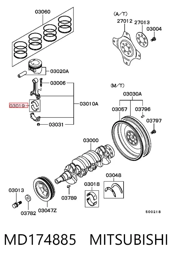 Folhas inseridas de cambota de biela, kit, padrão (STD) MD174885 Mitsubishi
