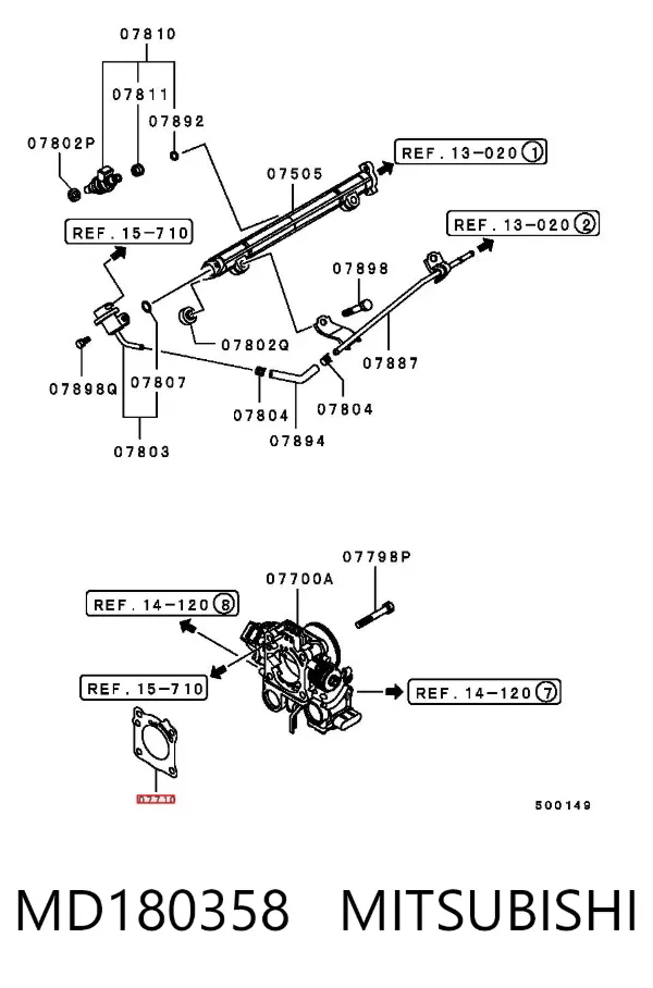 Vedante da válvula de borboleta MD180358 Mitsubishi