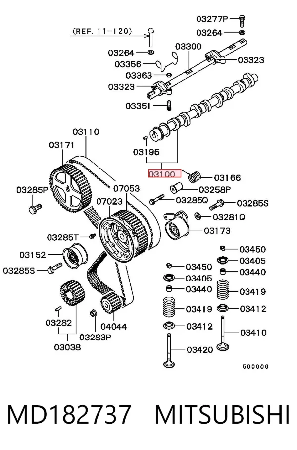 Árvore distribuidora de motor MD182737 Mitsubishi