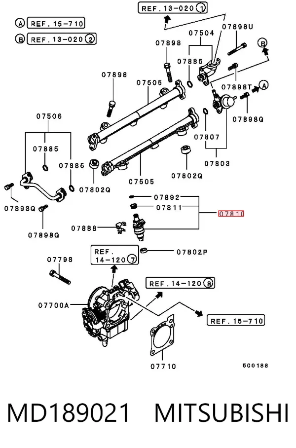 Injetor de injeção de combustível MD189021 Mitsubishi