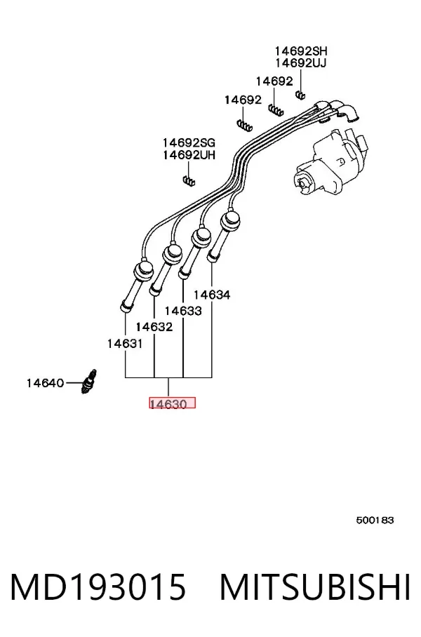 Fios de alta voltagem, kit MD193015 Mitsubishi