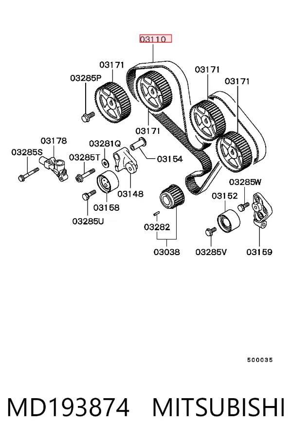 Correia do mecanismo de distribuição de gás MD193874 Mitsubishi
