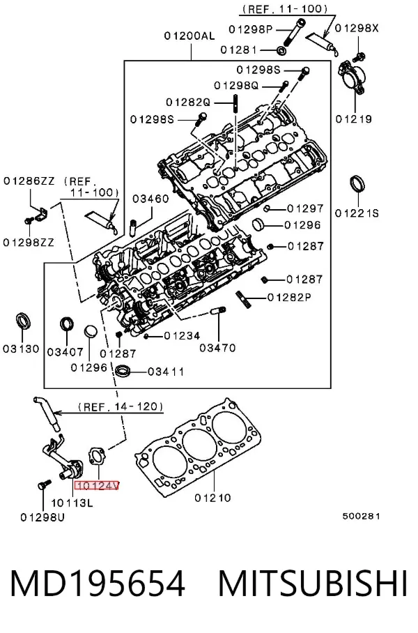 Vedante de caixa do termostato MD195654 Mitsubishi
