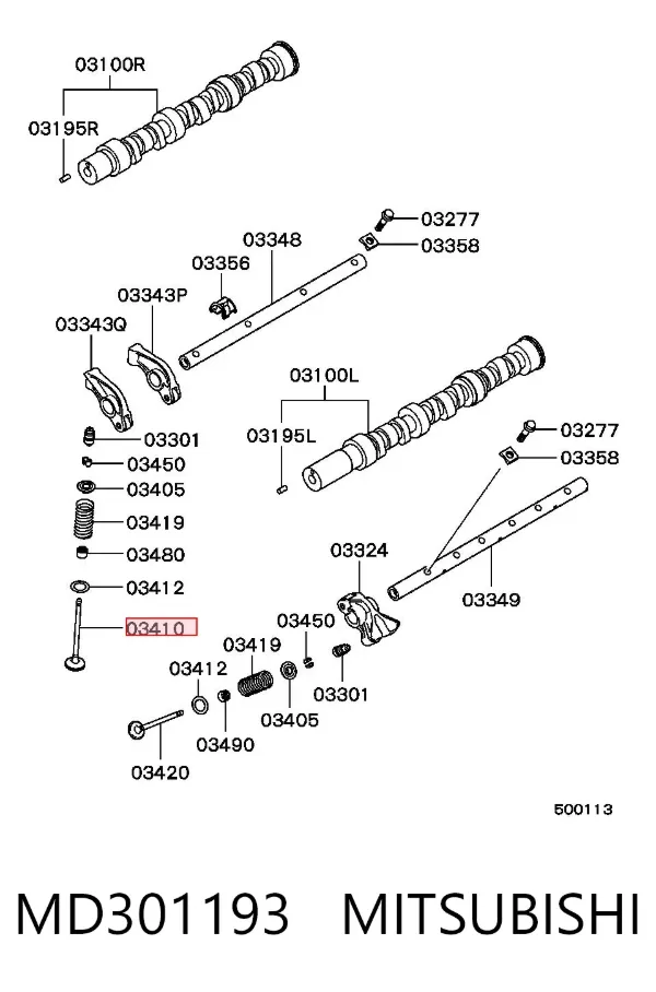 Válvula de admissão MD301193 Mitsubishi
