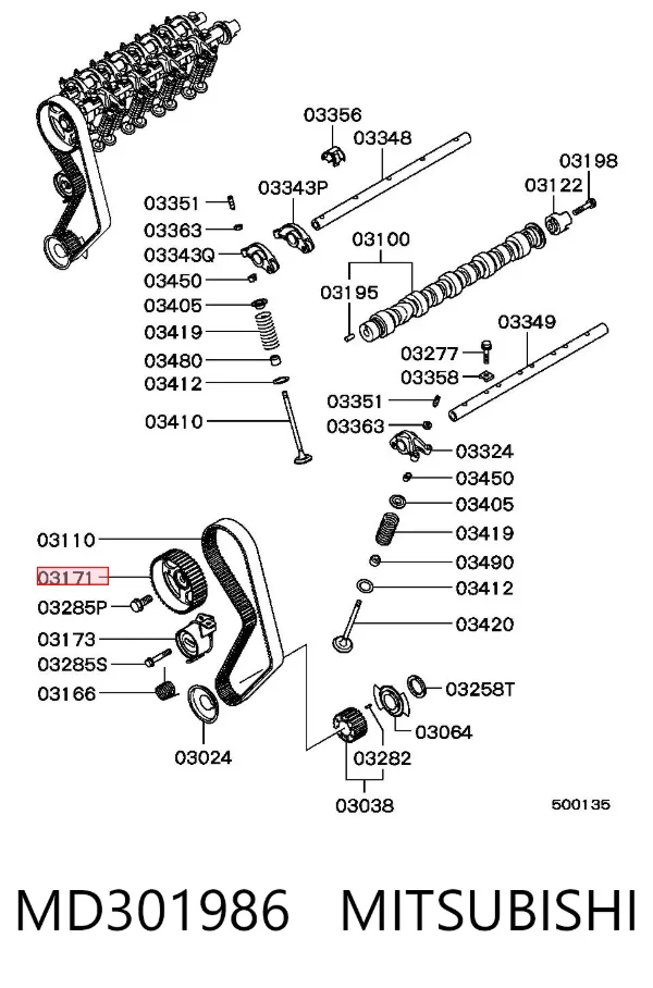 Engrenagem de cadeia da roda dentada da árvore distribuidora de motor MD301986 Mitsubishi
