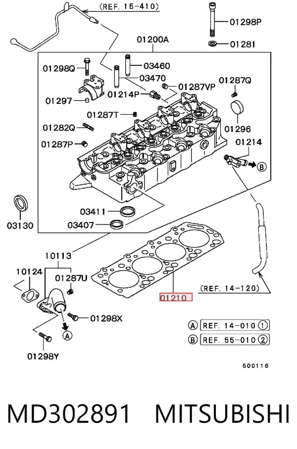 Vedante de cabeça de motor (CBC) MD302891 Mitsubishi