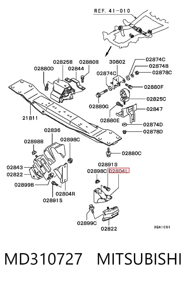 Consola de coxim (apoio) esquerda de motor MD310727 Mitsubishi