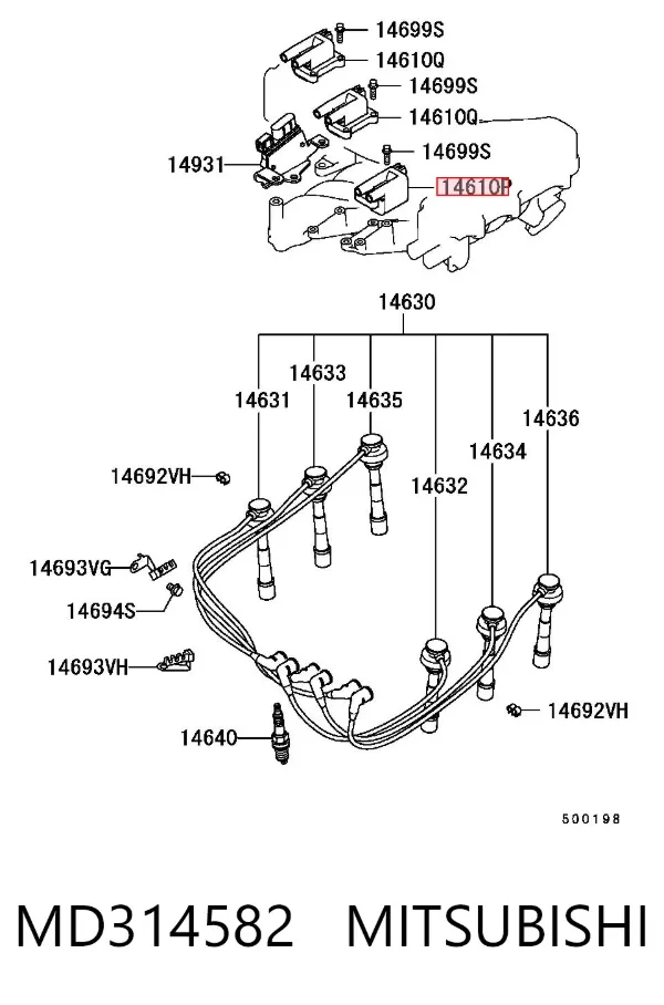 Bobina de ignição MD314582 Mitsubishi