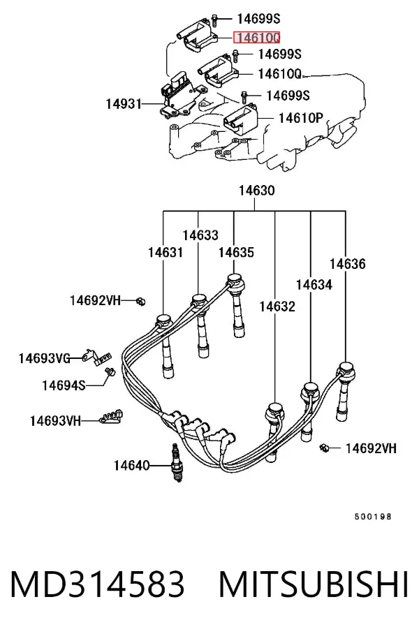 Bobina de ignição MD314583 Mitsubishi
