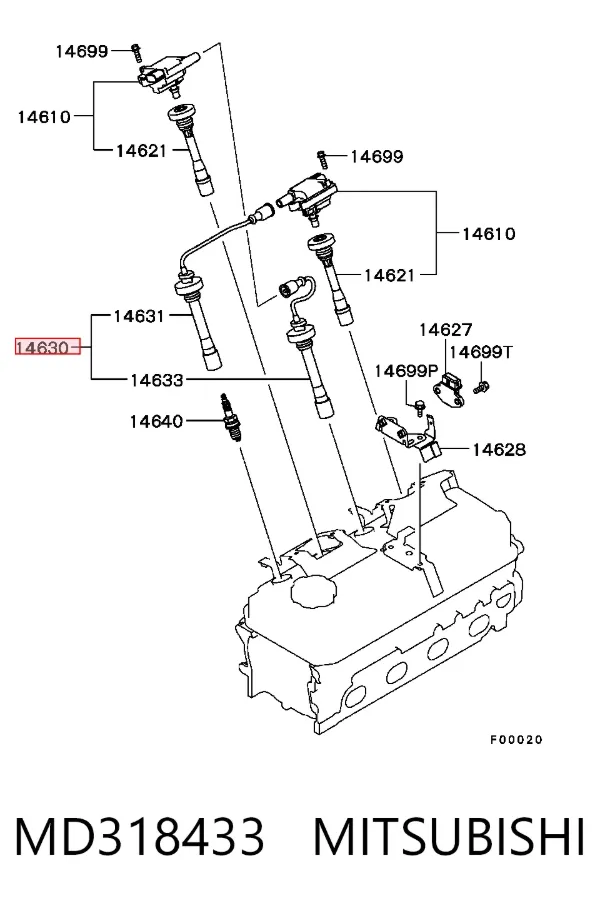 Fios de alta voltagem, kit MD318433 Mitsubishi