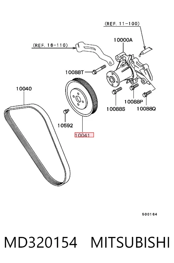 Polia da bomba de água MD320154 Mitsubishi